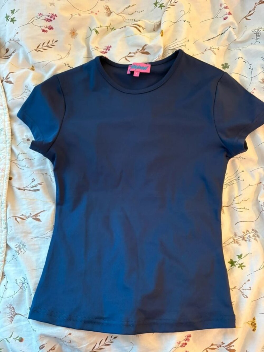 Navy Blue Fitted Stretch Short Sleeve T Shirt S